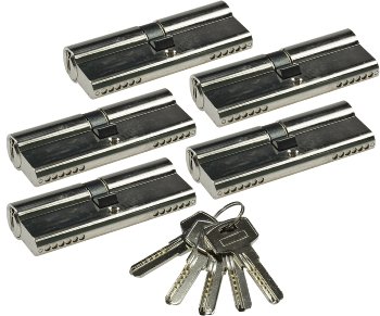 Schließzylinder-Set 5x 80mm (40+40mm), Profil-Zylinder, 5 Sicherheits-Schlüssel