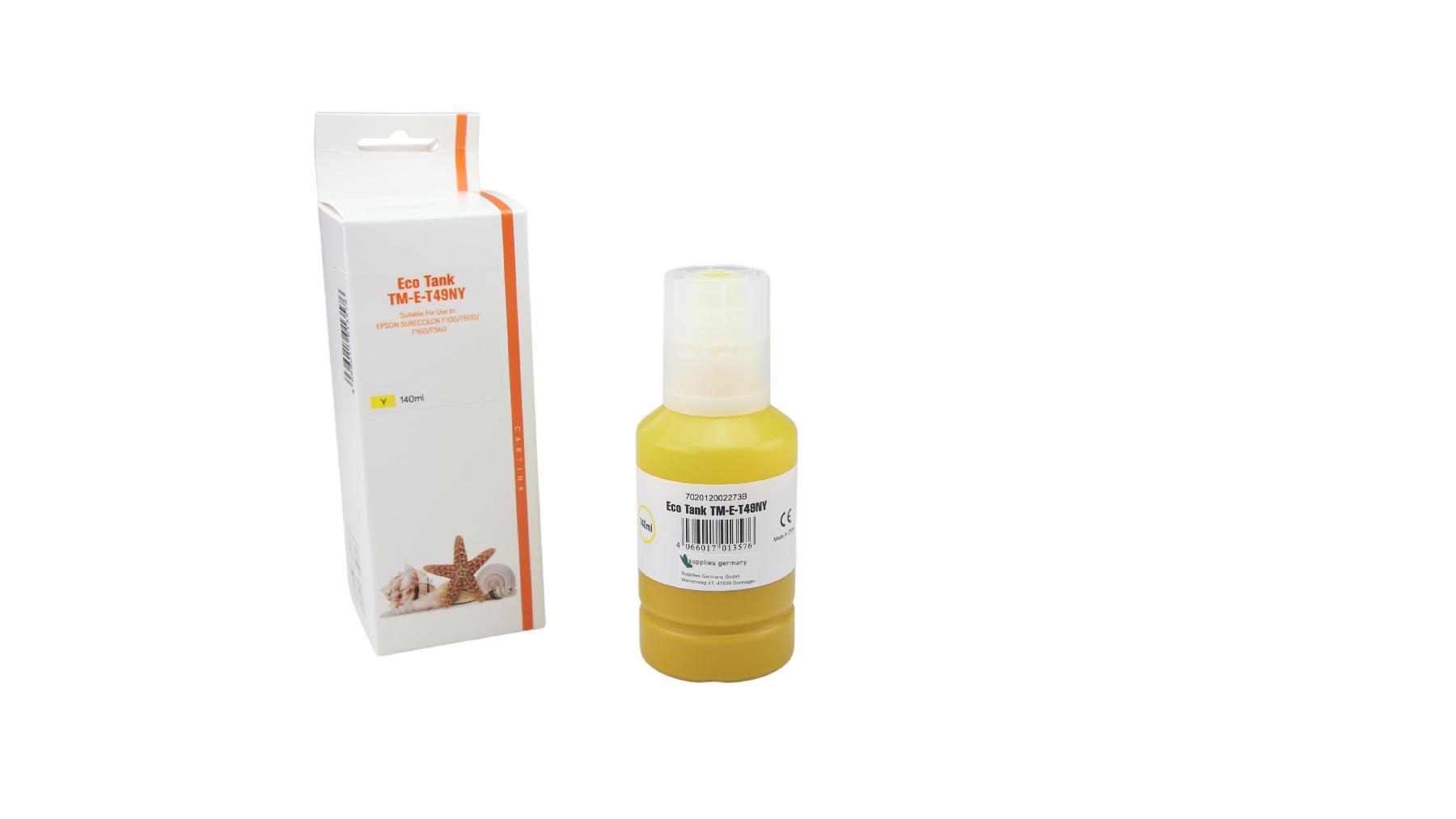 T49NY Eco Tank Nachfüllflasche gelb für Epson / C13T49N400 / 140ml T49NY Eco Tank Nachfüllflasche gelb für Epson / C13T49N400 / 140ml