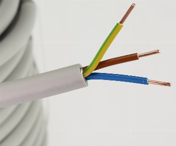 Stromleitung "NYM-J", 50m, isoliert, 3G1,5, grau, Außen-Ø 8,2mm, Ring