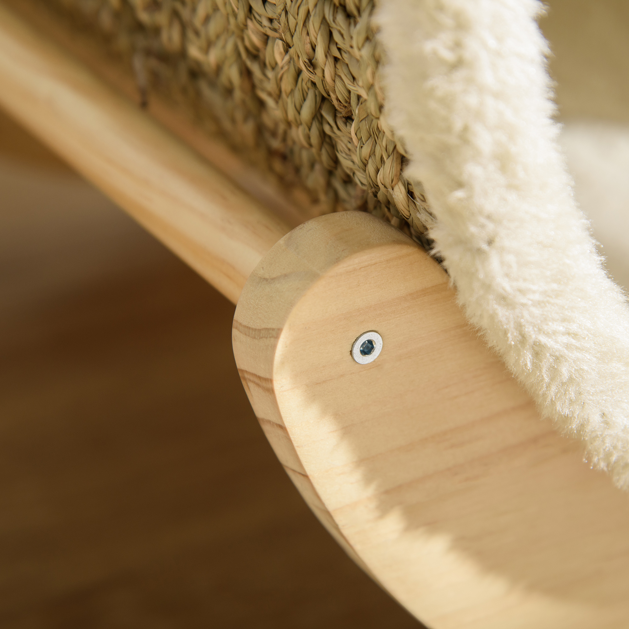 Katzenhöhle mit Kratzfläche inkl. Kissen, Kratztonne, 41 cm x 38 cm x 43 cm, Natur + Beige