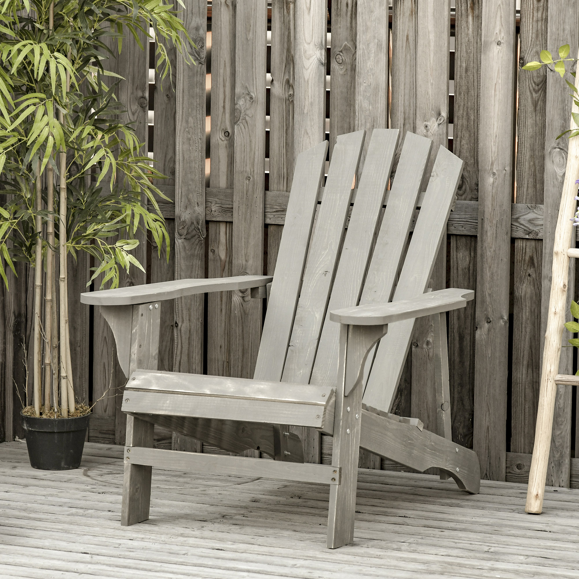 Adirondack Stuhl wetterfest Adirondack Chair aus Holz Outdoor Gartenstuhl mit Hoher Rückenlehne Armlehnen