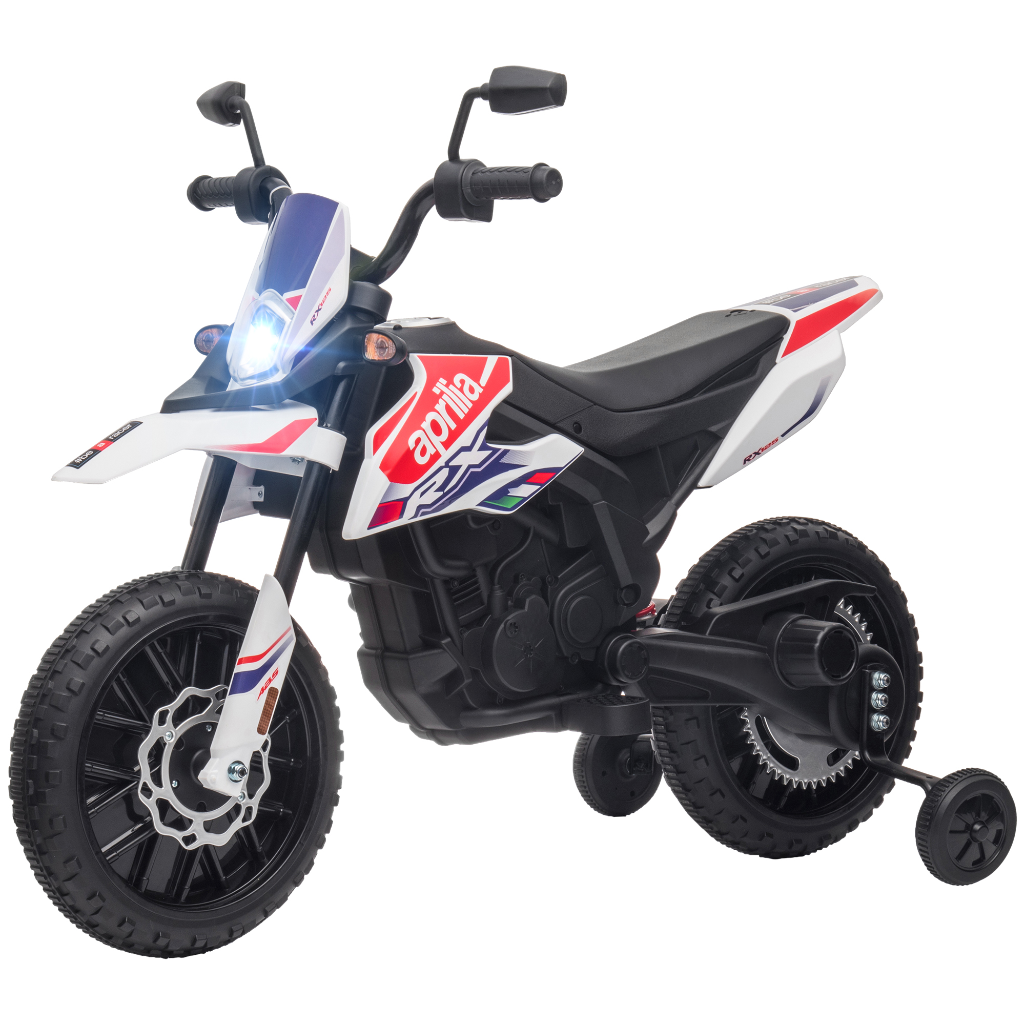 12V Kinder-Motorrad mit Stützrädern, LED-Lichtern, Musik, USB, Elektro-Motorrad für Jungen und Mädchen, Weiß 12V Kinder-Motorrad mit Stützrädern, LED-Lichtern, Musik, USB, Elektro-Motorrad für Jungen und Mädchen, Weiß