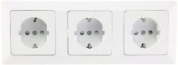MILOS Set 3 Steckdosen + 3-fach Rahmen, 250V~/ 16A, Steckanschluss, Matt-weiß