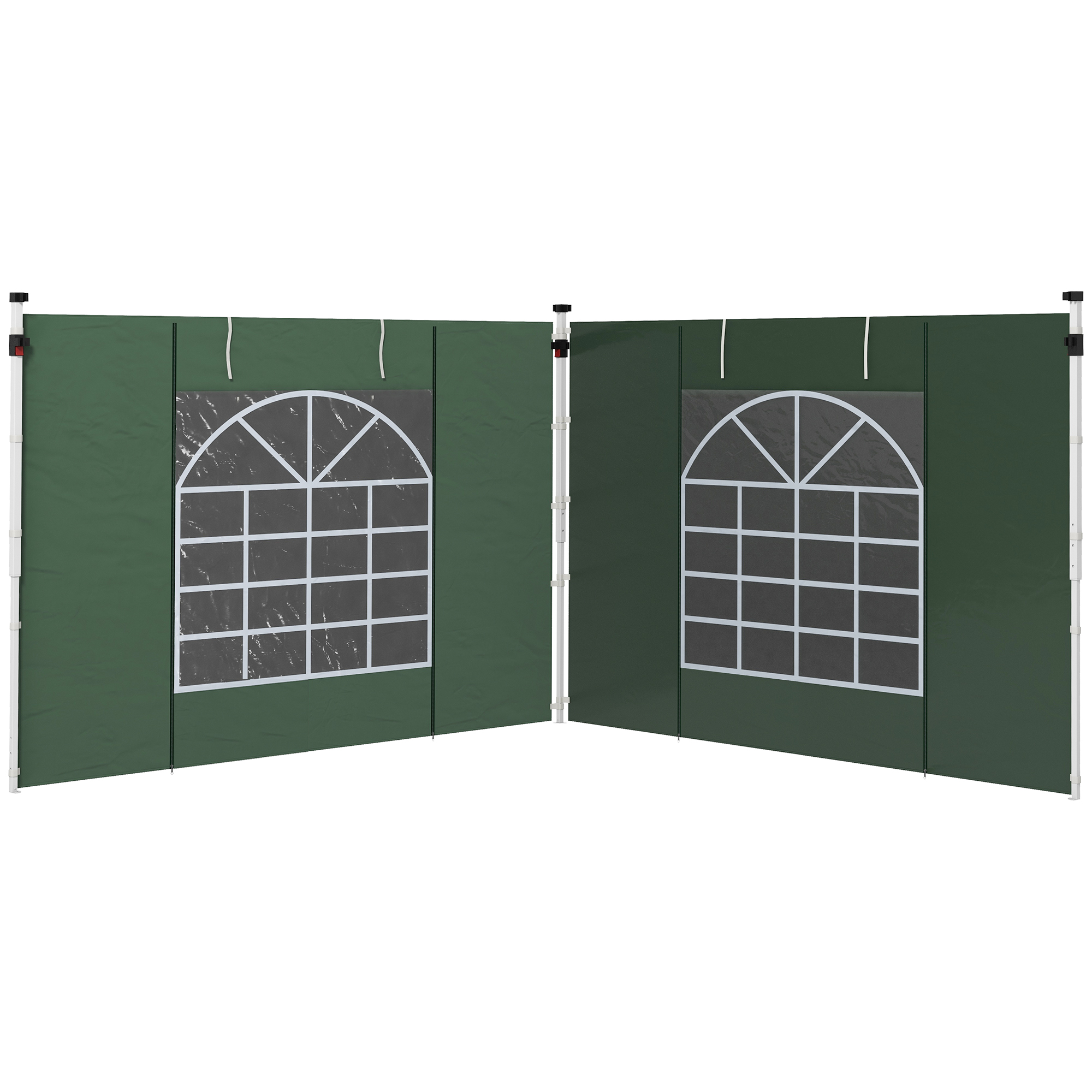 Seitenwände für 3 x 3/ 3 x 6 m Pavillon, Seitenplanen mit Fenster, Tür, Ersatzwände für Partyzelt, Oxfordstoff, Grün