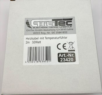 Heizkabel mit Temperaturfühler, 2m, 32Watt, Frostschutz für Wasserleitungen