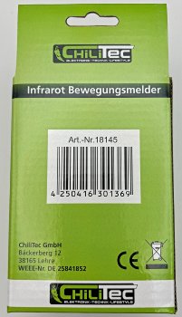 Aufputz Bewegungsmelder "CBM" 180°, IP44, 1-1200W, 3-Draht, schwarz