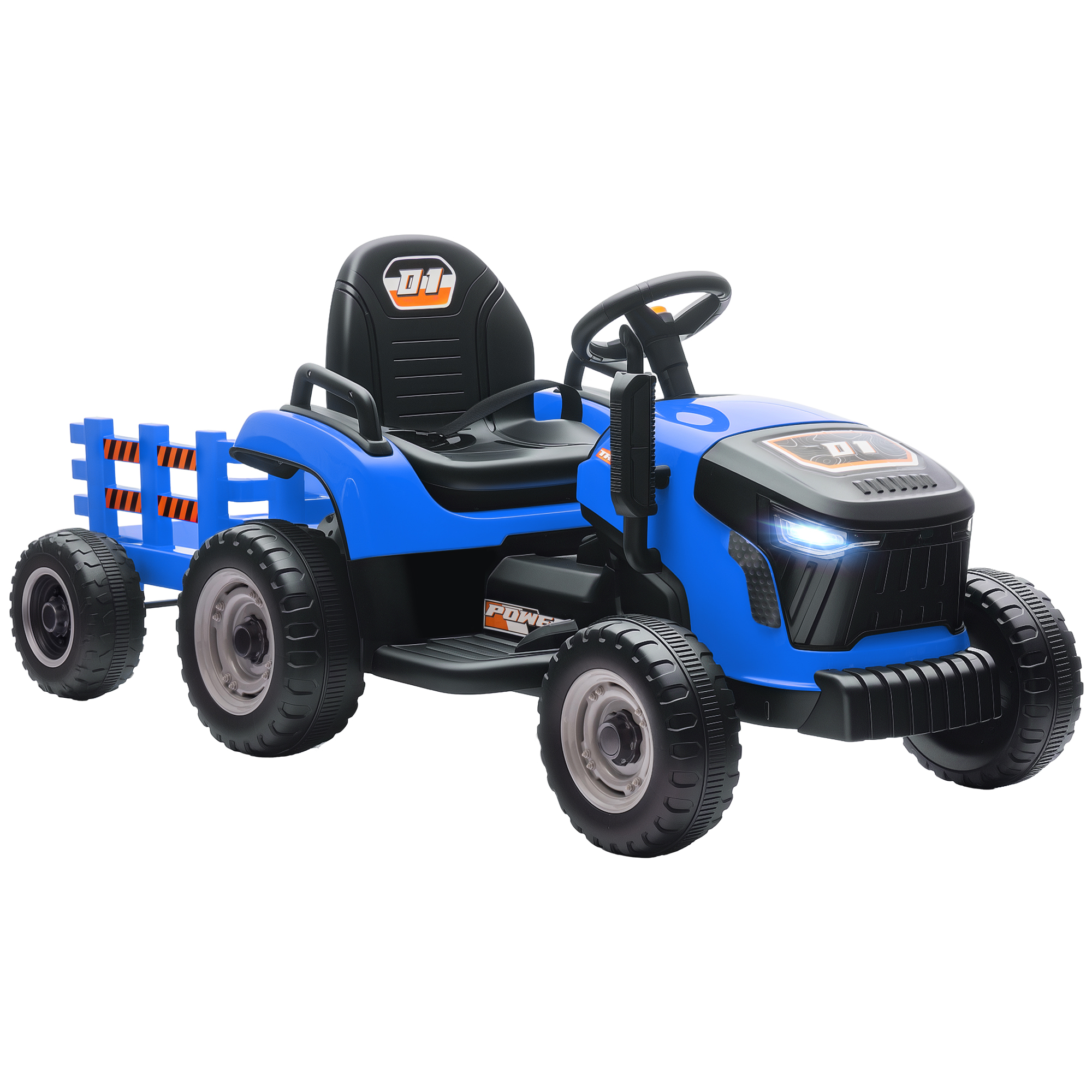 Elektrischer Kindertraktor, Aufsitz-Traktor mit Fernbedienung, Soft-Start, für Kinder im Alter von 3-8 Jahren, Blau Elektrischer Kindertraktor, Aufsitz-Traktor mit Fernbedienung, Soft-Start, für Kinder im Alter von 3-8 Jahren, Blau