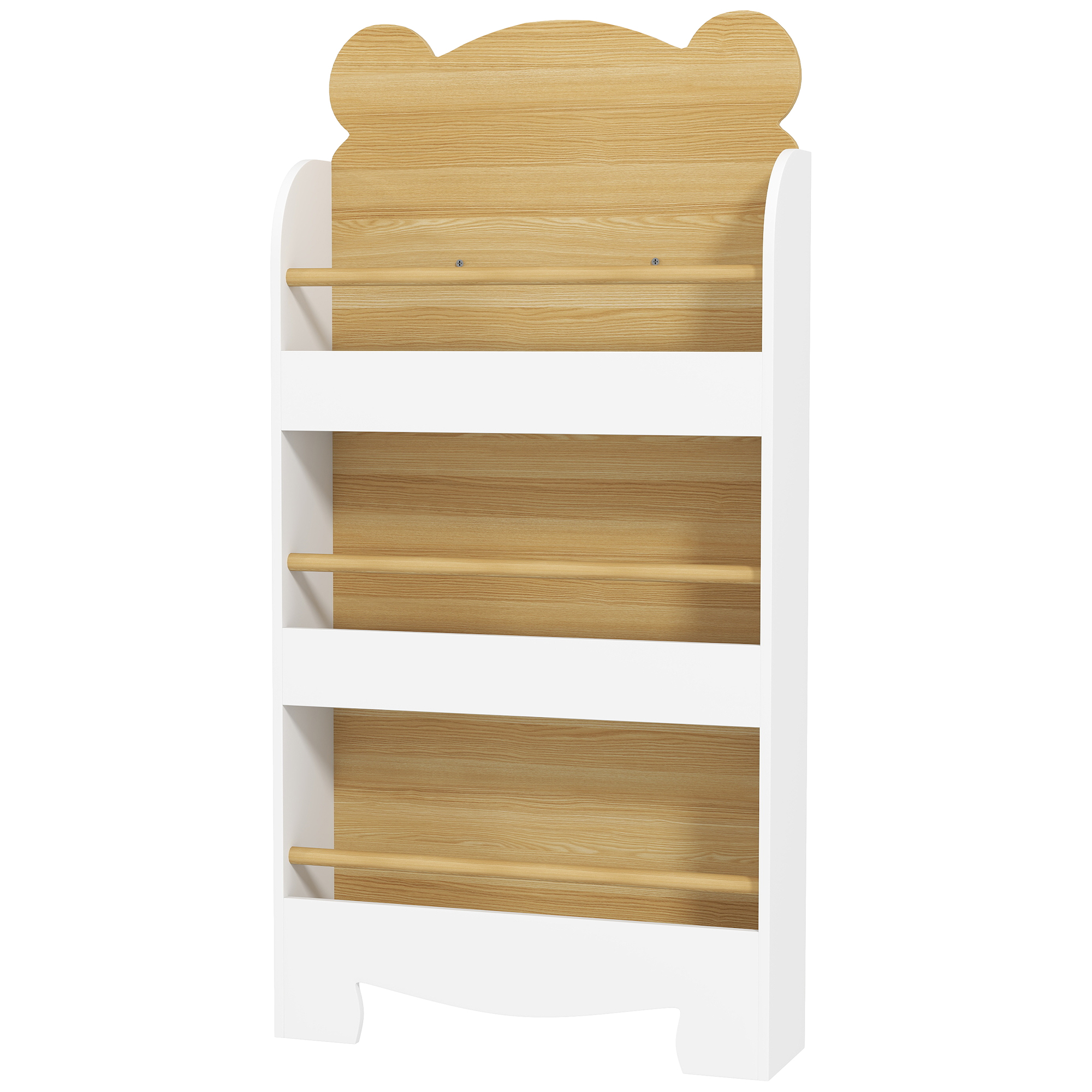 Bücherregal für Kinder Kinderregal mit 3 Ablagen Aufbewahrungsregal aus Holz 55x15x110cm Weiß