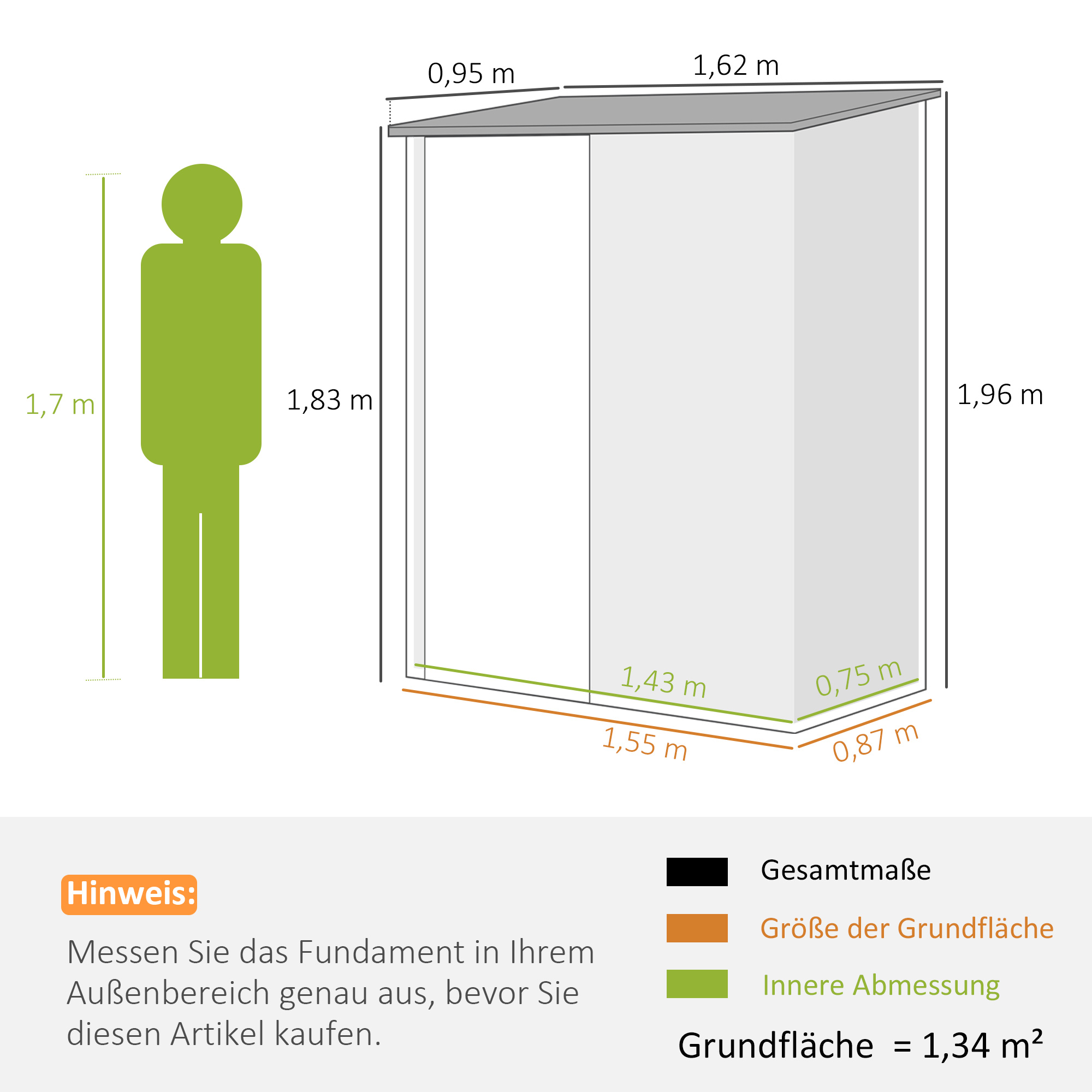 Gartenschuppen Geräteschuppen, verschließbare Tür, wetterbeständig, 161,5 cm x 94,5 cm x 196 cm, Schwarz