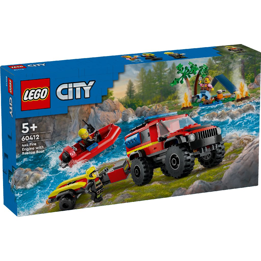 LEGO® 60412 - City Feuerwehr - Feuerwehrgeländewagen mit Rettungsboot (301 Teile)