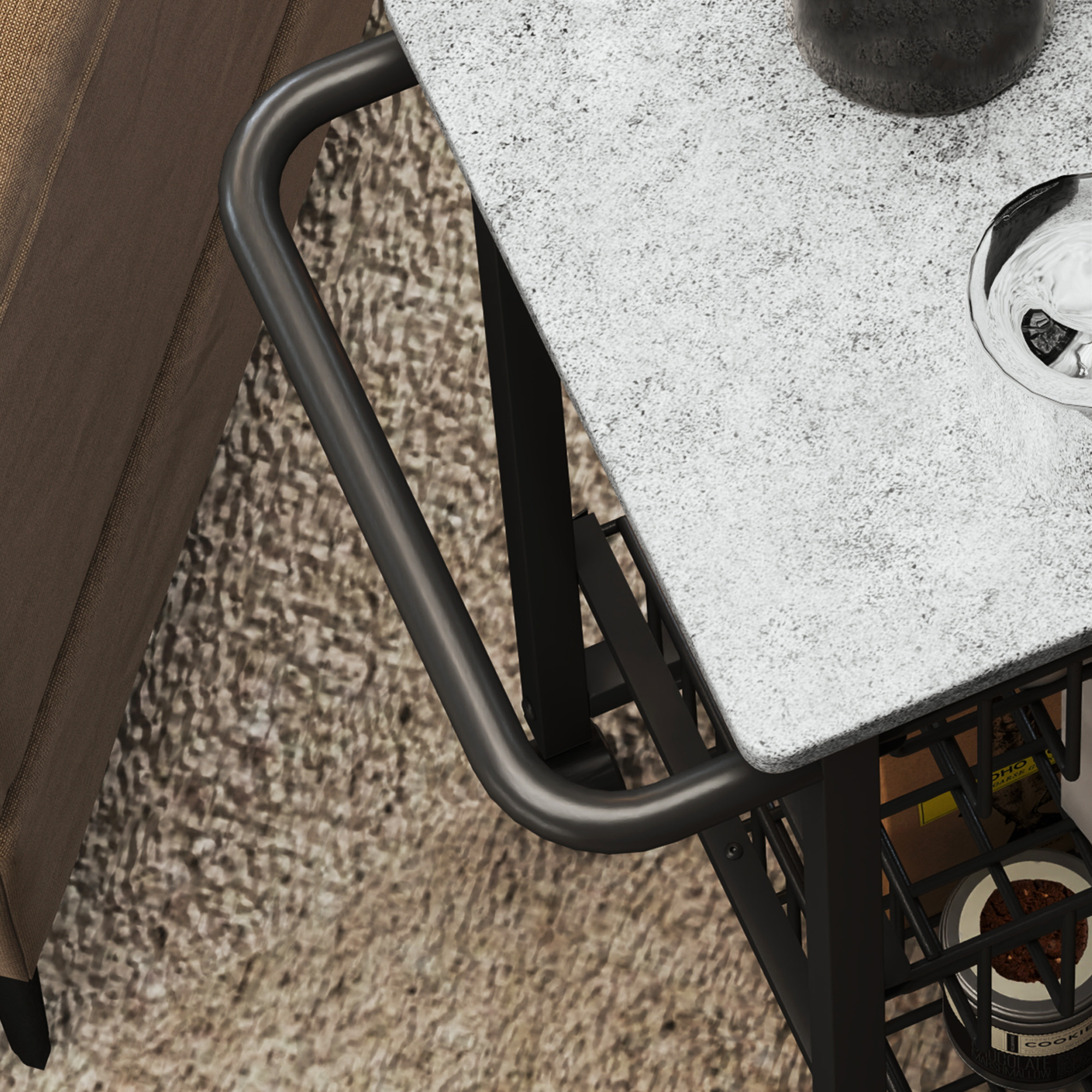 3-stufige Küchenwagen auf Rädern, Rollbarer Servierwagen, Küchen-Trolley mit 3 Stahlkörben, Servierwagen