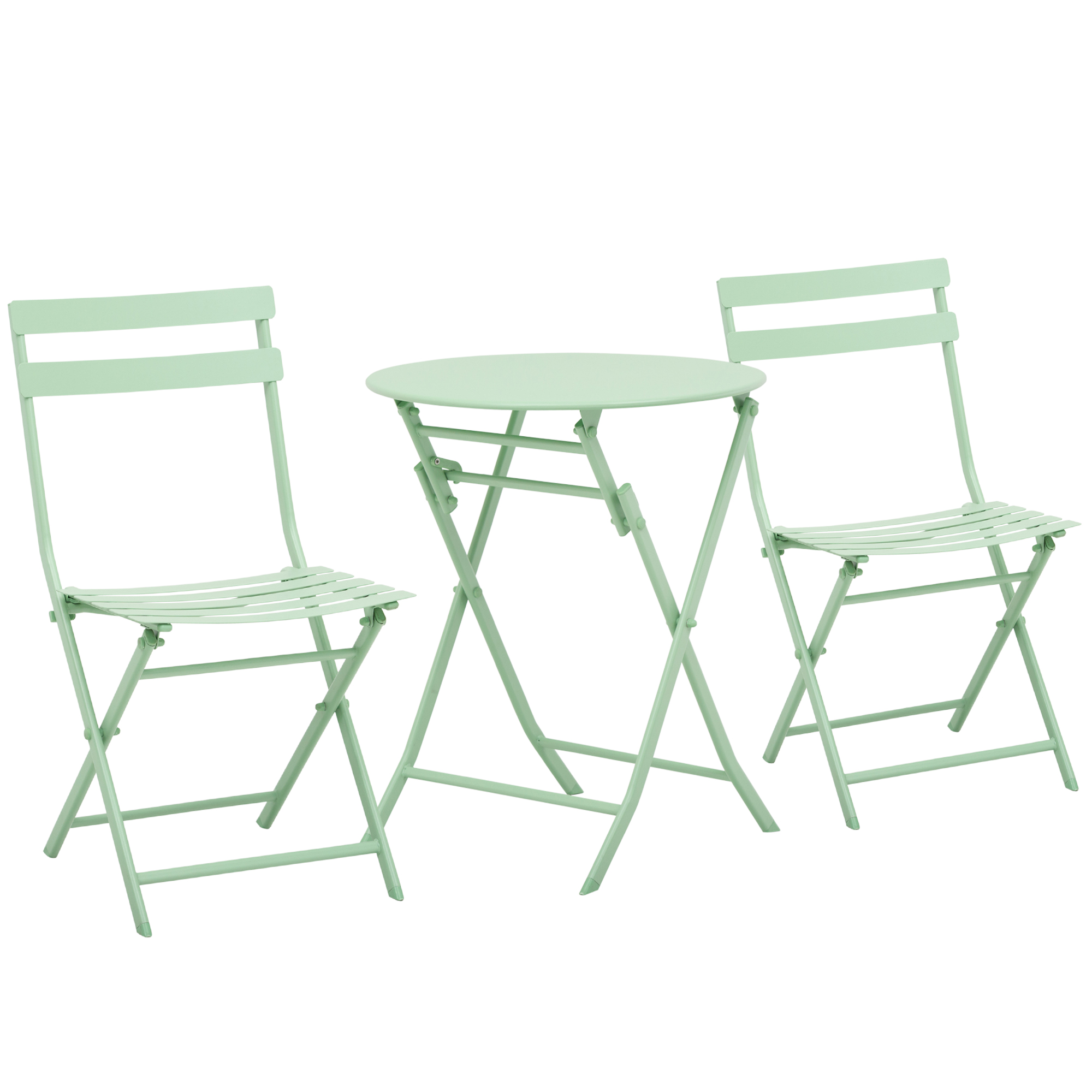 Gartenset für 2 Personen Garnitur Balkonmöbel Set Bistrotisch mit 2 Stühlen  für Hof Garten klappbar Grün