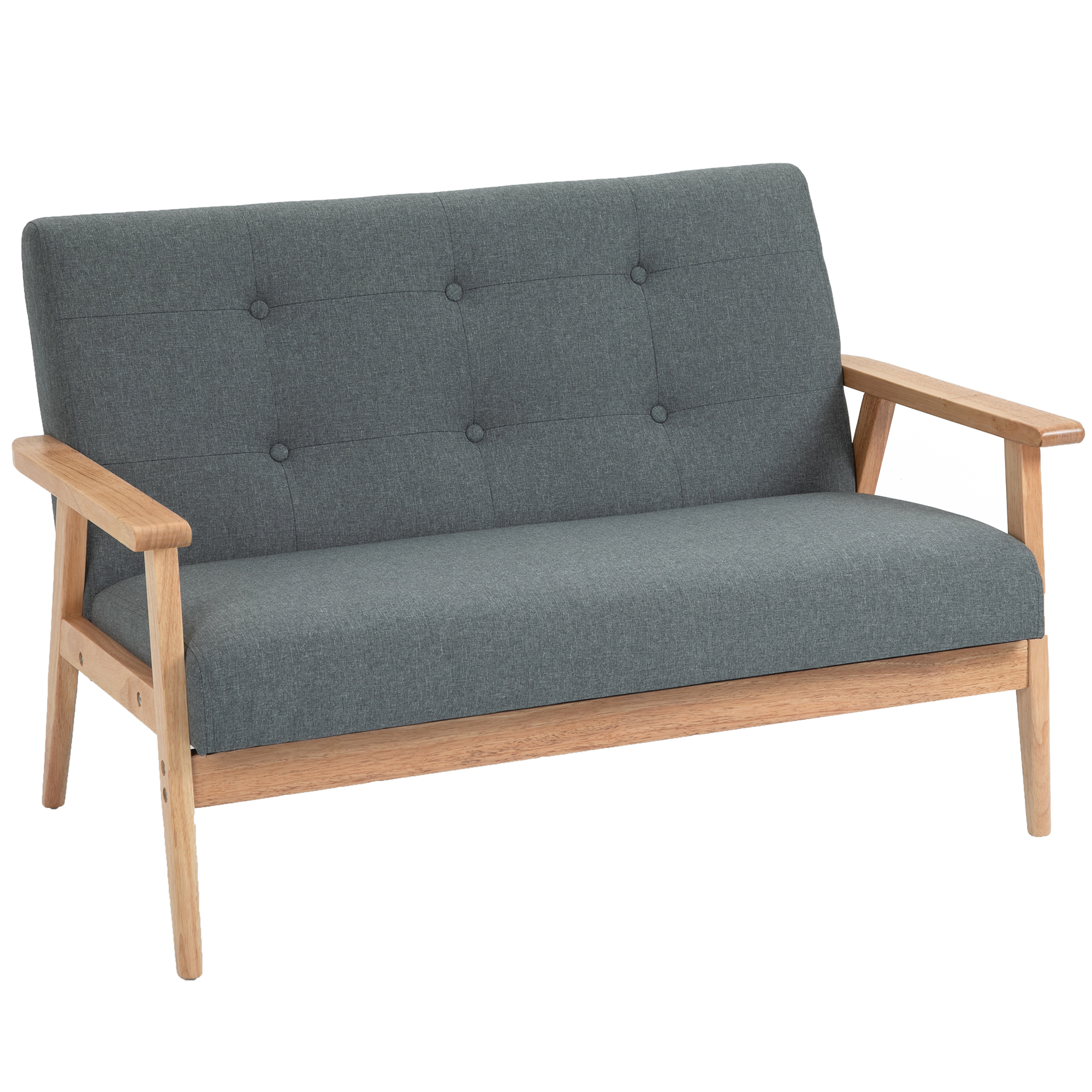 2-Sitzer Sofa, Couch mit Armlehnen, Rückenkissen, Wohnzimmersofa mit Leinenoptik, Polstersofa für Wohnzimmer, Schlafzimmer 115 x 66,5 x 73 cm, Dunkelgrau