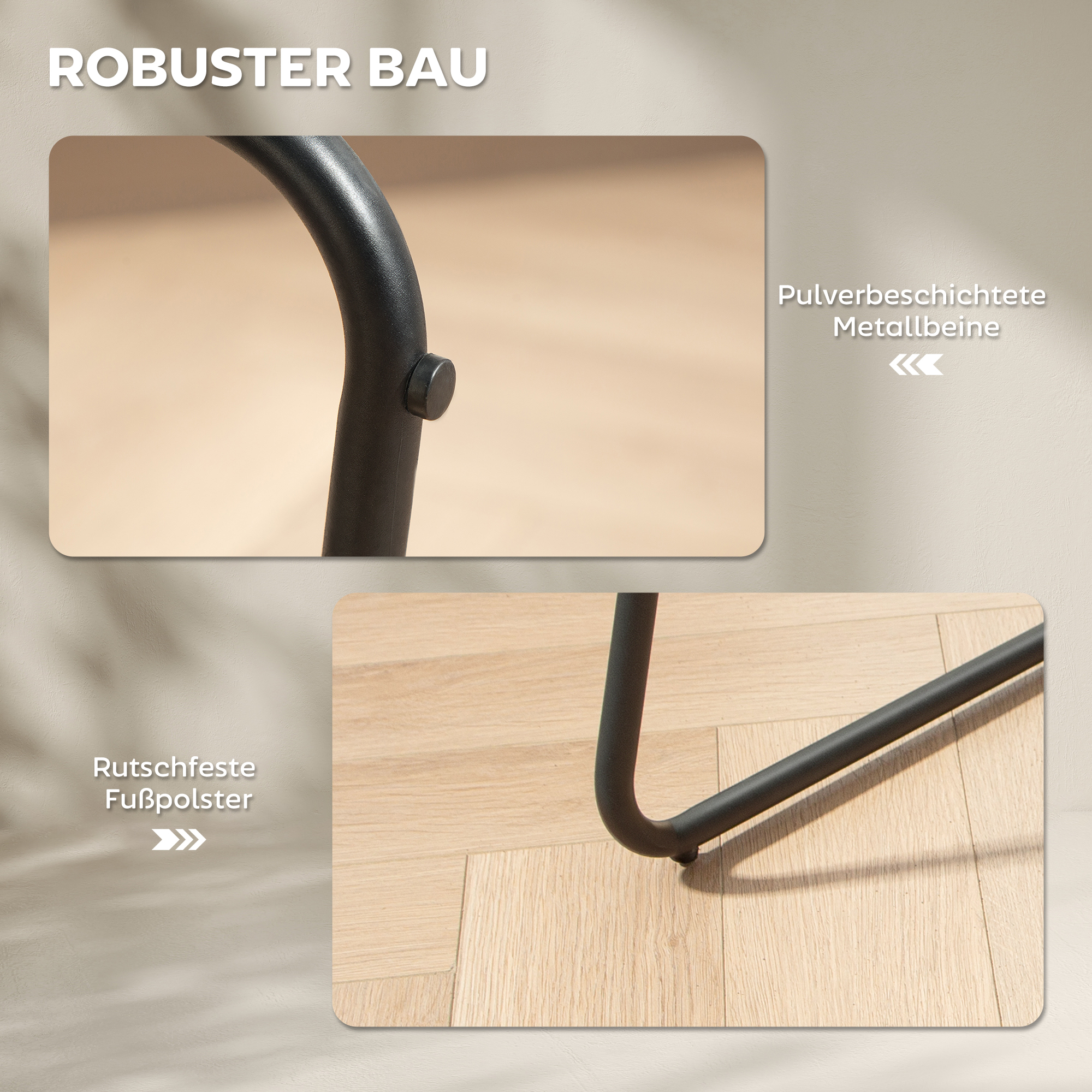 2er-Set Barstühle, Barhocker mit Stoffbezug und Schaumstoffpolsterung, Polsterhocker mit Metallbeinen, Grau