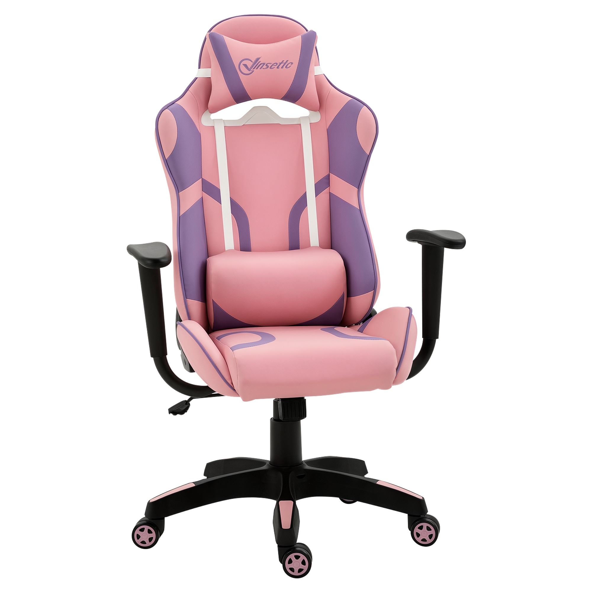 Ergonomischer Gaming Stuhl Bürostuhl Drehstuhl Verstellbares Massage Lendenkissen Höhenverstellbar Rosa&Violett 69x56x125,5 cm Ergonomischer Gaming Stuhl Bürostuhl Drehstuhl Verstellbares Massage Lendenkissen Höhenverstellbar Rosa&Violett 69x56x125,5 cm