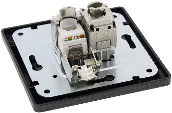 MILOS Netzwerk-Dose 2x CAT6, inkl. Rahmen, UP, Anthrazit