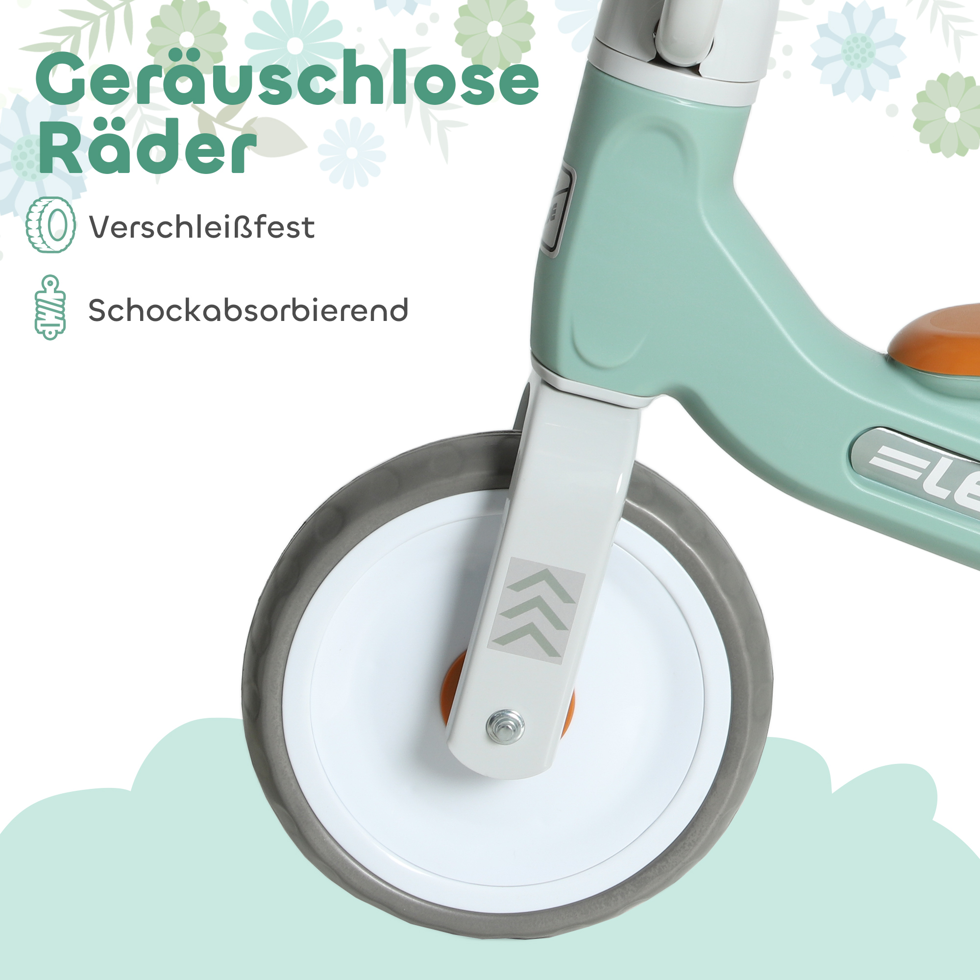 Toddler Balance Bike with No Pedal, 3 Silence Wheels for 12-36 Months Boys and Girls, Indoor Outdoor, Green