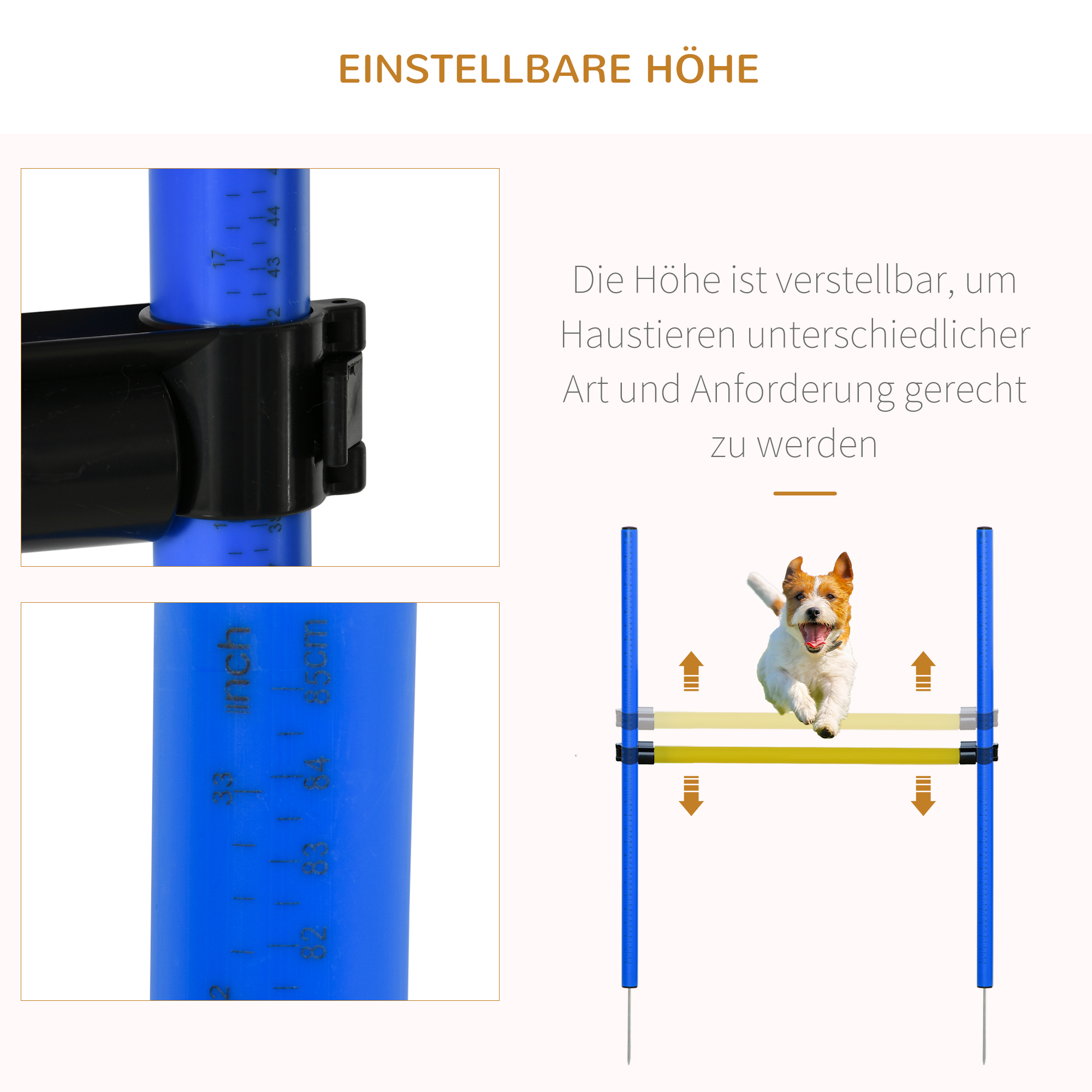 Agility-Übungs-Set Slalom-Hürden-Tunnel Hundesport Trainingsplatz PE+Polyester Blau+Gelb