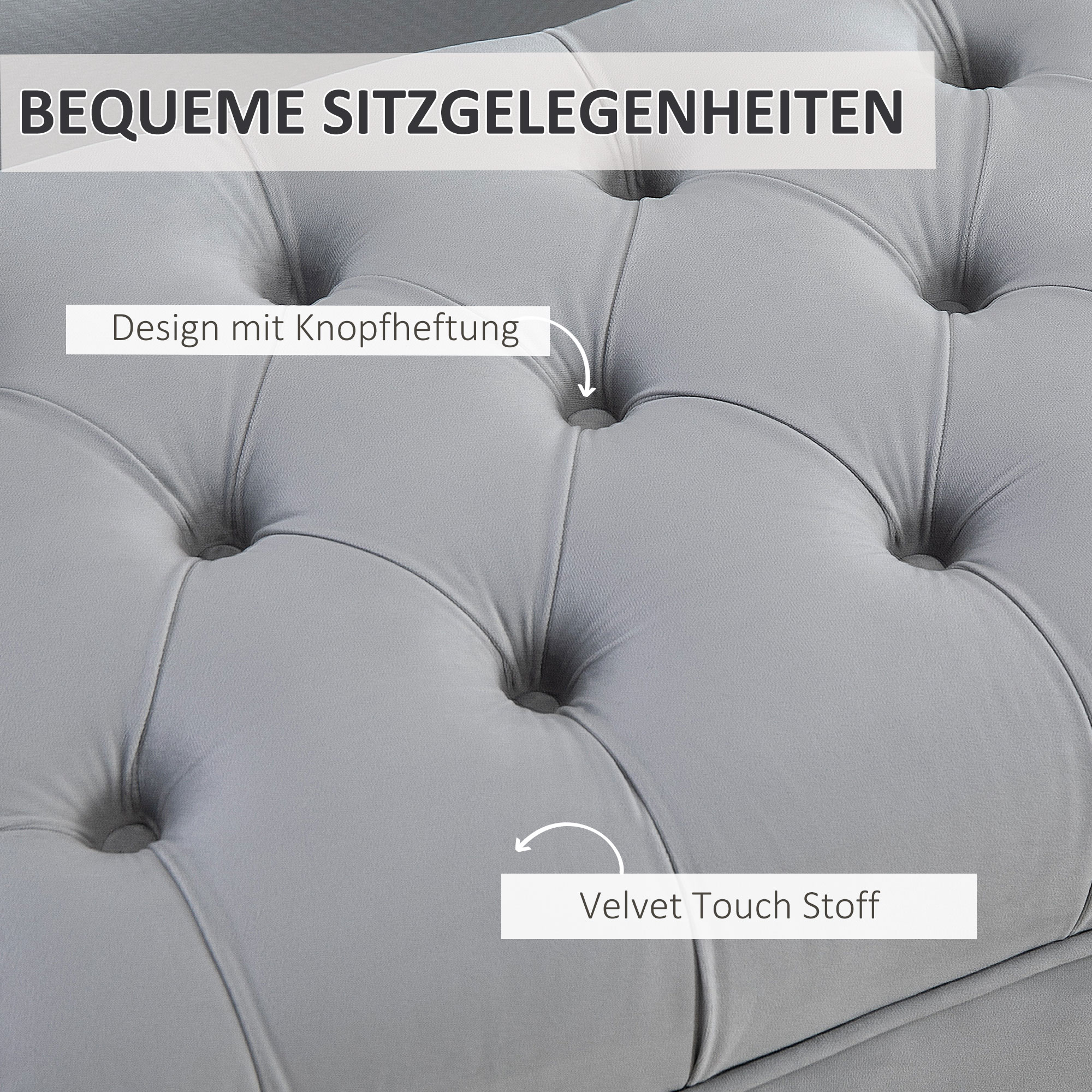 Sitzbank Bettbank Schuhbank mit erhöhten Beine Schlafzimmer Samt Hellgrau