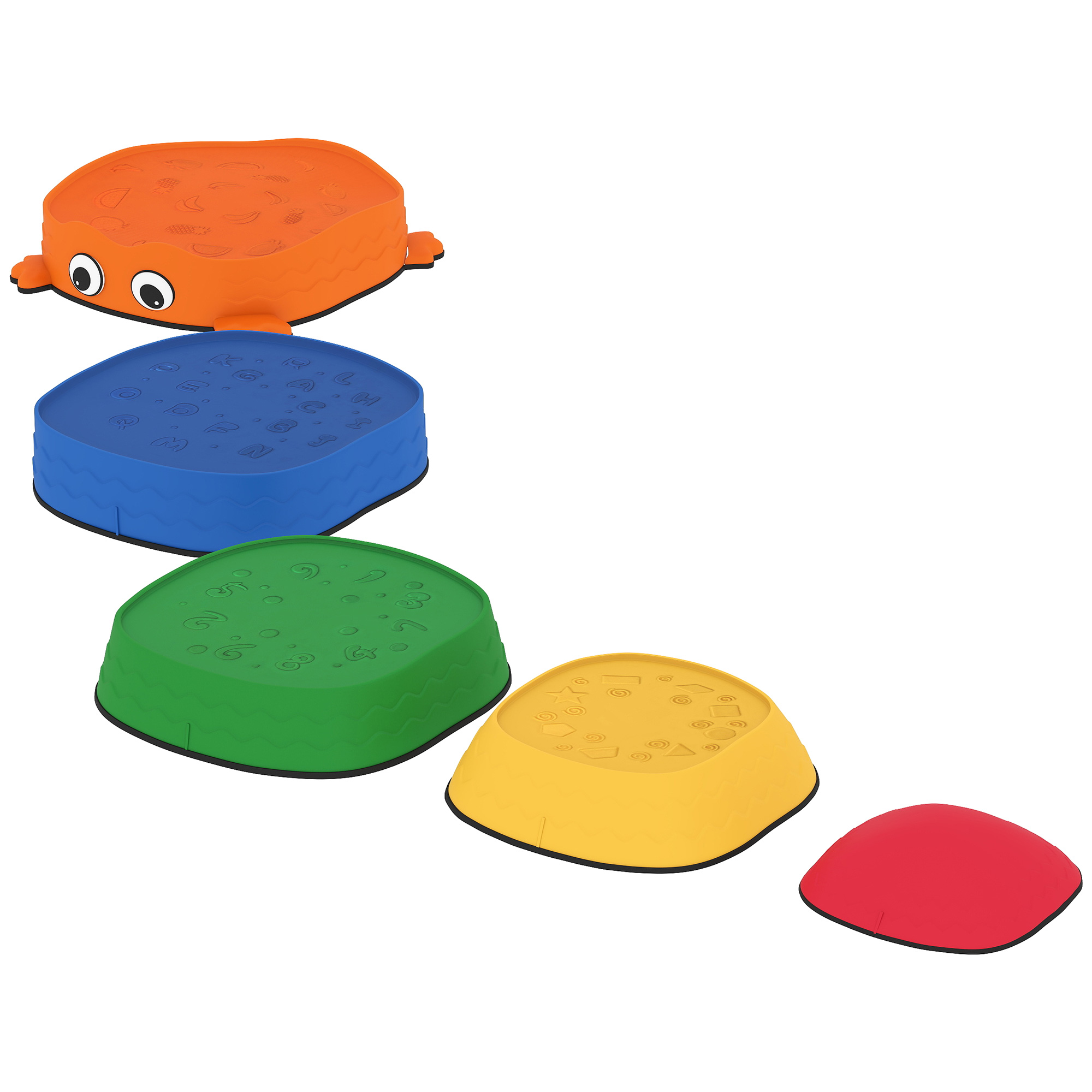 5er-Set Trittsteine zum Balancieren, stapelbar, Froschform, Kunststoff, Bunt