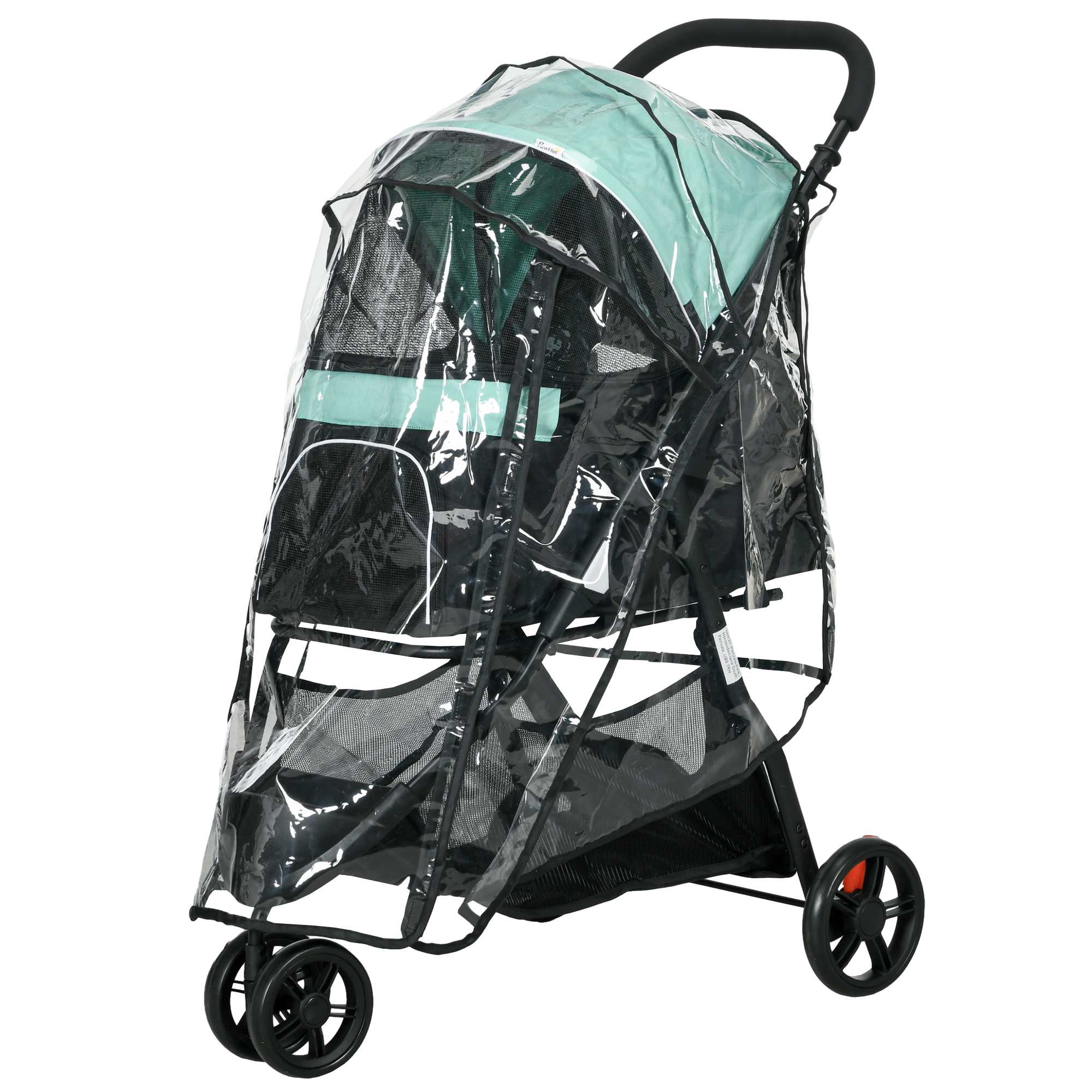 Haustierbuggy Hundebuggy, klappbar, mit Regenschutz, 2 Getränkehalter, Blau + Grün Haustierbuggy Hundebuggy, klappbar, mit Regenschutz, 2 Getränkehalter, Blau + Grün