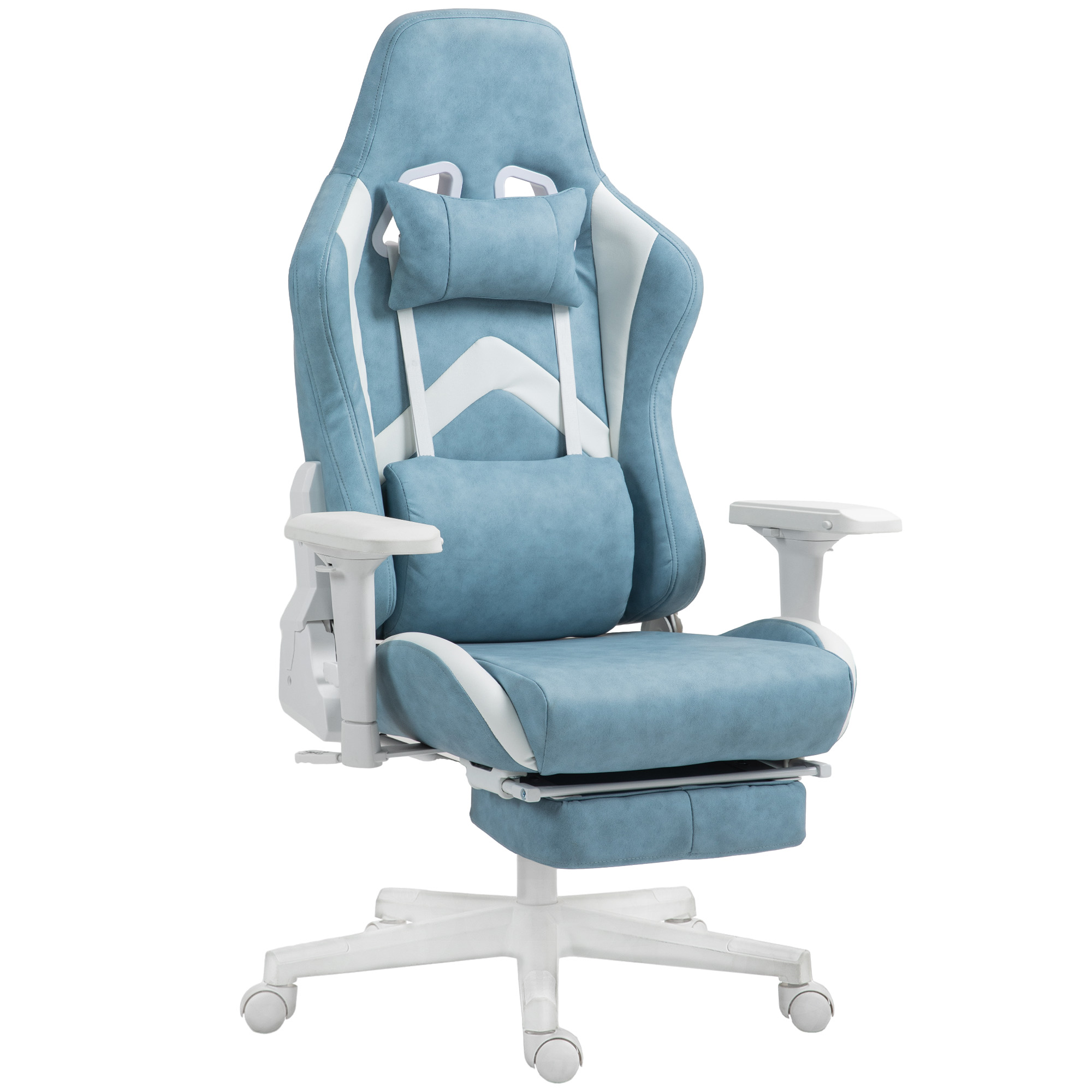 Gaming-Sessel, verstellbare Armlehnen & Rückenlehne, Kunstlederbezug, bis 120 kg, Blau Gaming-Sessel, verstellbare Armlehnen & Rückenlehne, Kunstlederbezug, bis 120 kg, Blau
