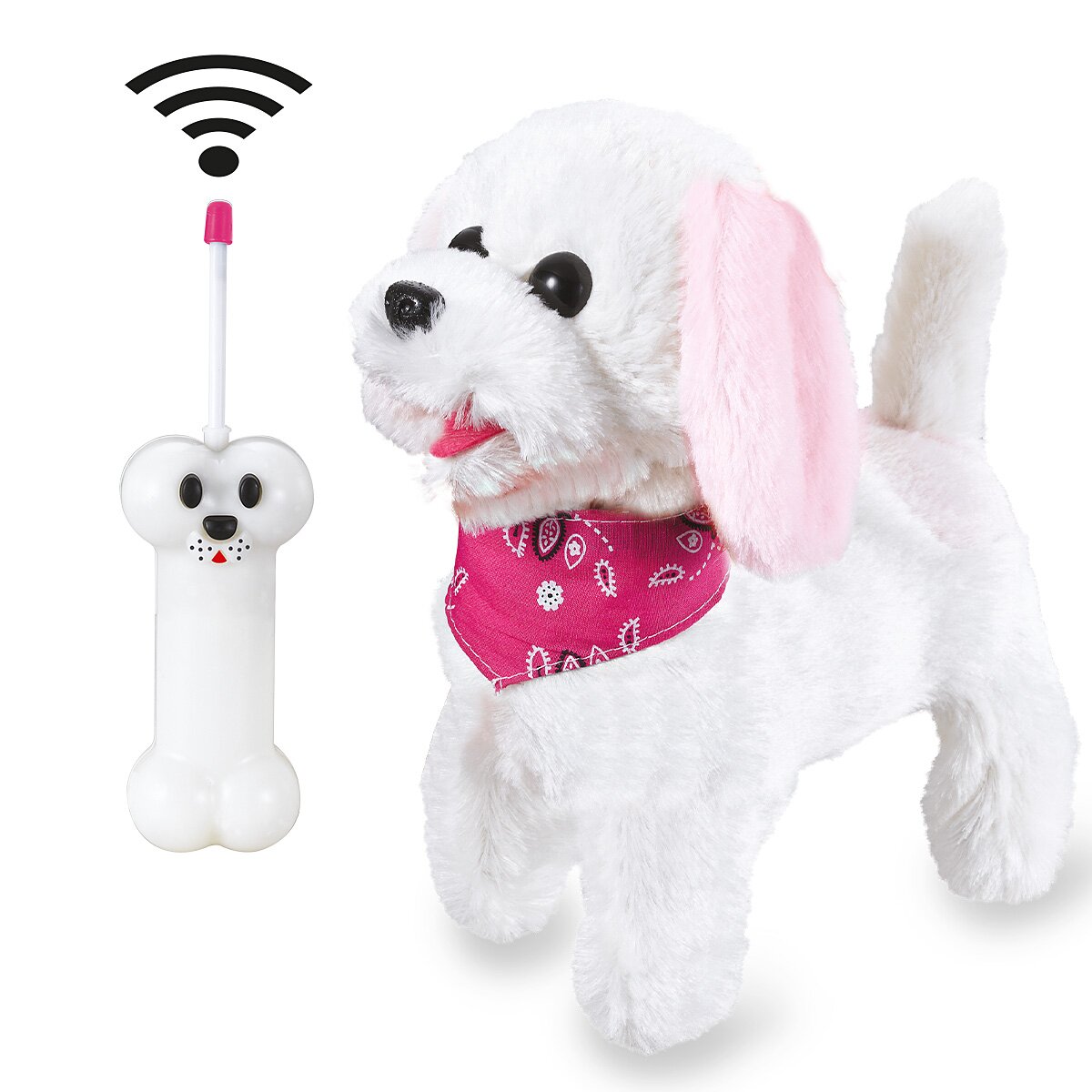 Trixi RC Plüschhund Weiss/Rosa 27MHz