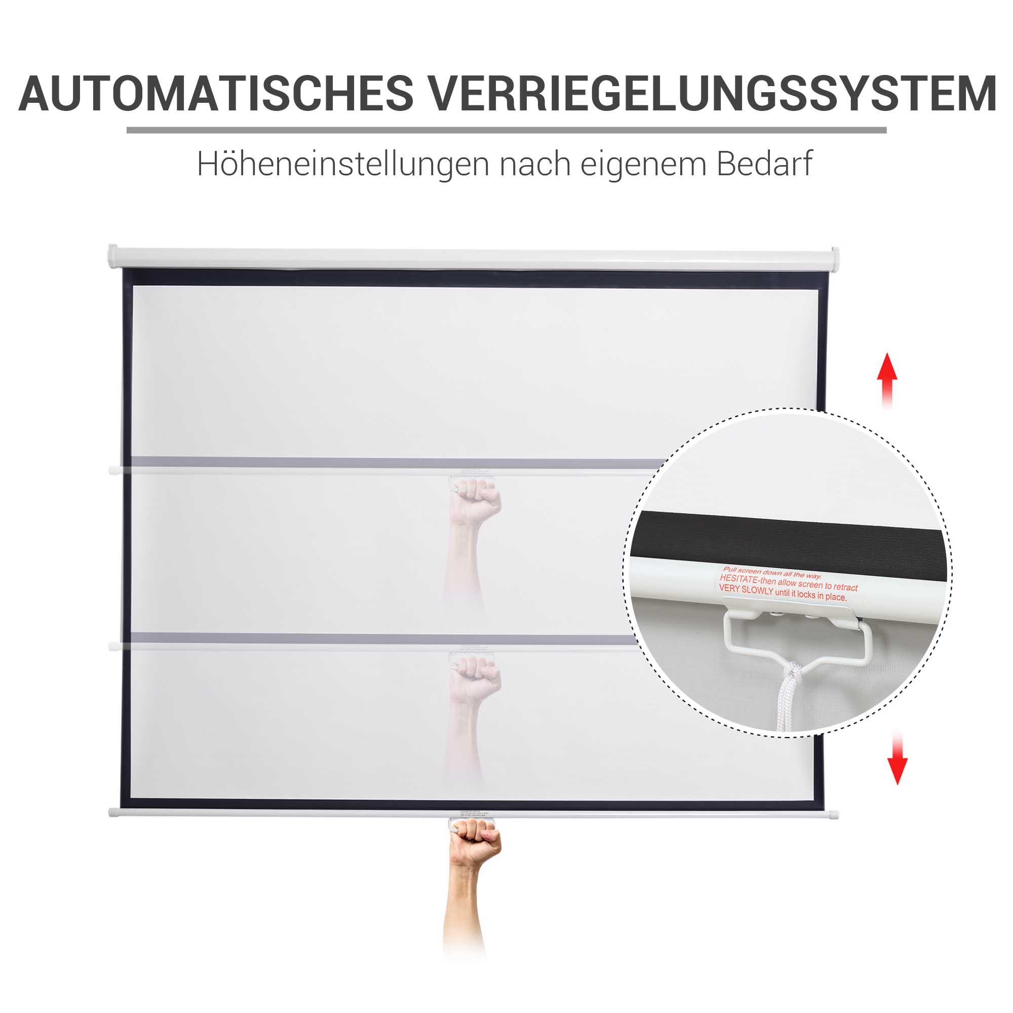 Beamer Leinwand 244 x 183 cm 120 Zoll 4:3/ 16:9 Projektionsleinwand Manuell für Heimkino