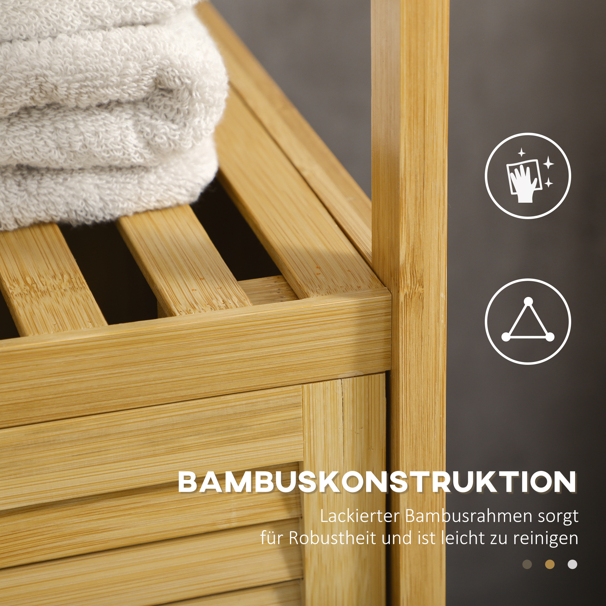 Badezimmerschrank Badregal, Bambus, 1Ablage, 1 Schrank, 33 cm x36.5 cm x67 cm, Natur