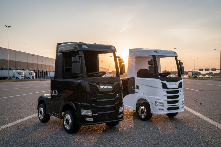 Kinderfahrzeug SCANIA R Series 4 Motoren - mit Hänger - weiß