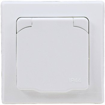 DELPHI Schutzkontakt-Steckdose IP44, 250V~/ 16A, inkl. Rahmen, UP, weiß