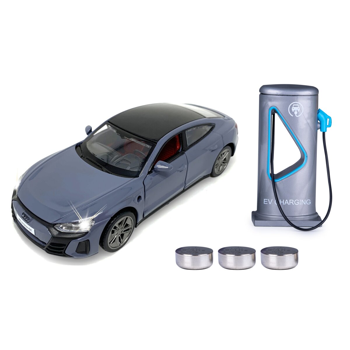 Audi RS e-tron GT Diecast 1:36 grau inkl. Knopfzellen