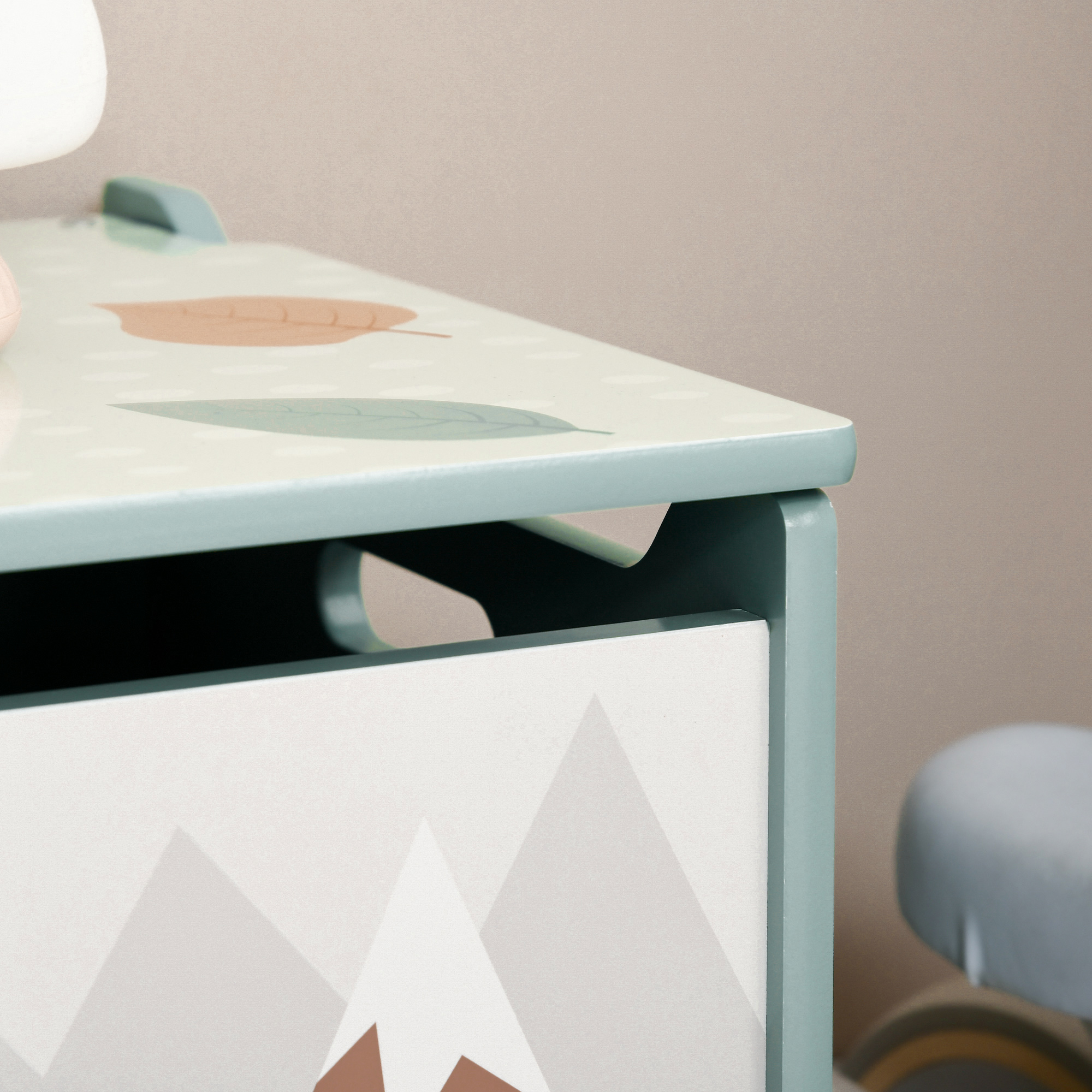 Aufbewahrungskiste, Spielzeugtruhe, Klappdeckel, niedliches Motiv, Grün