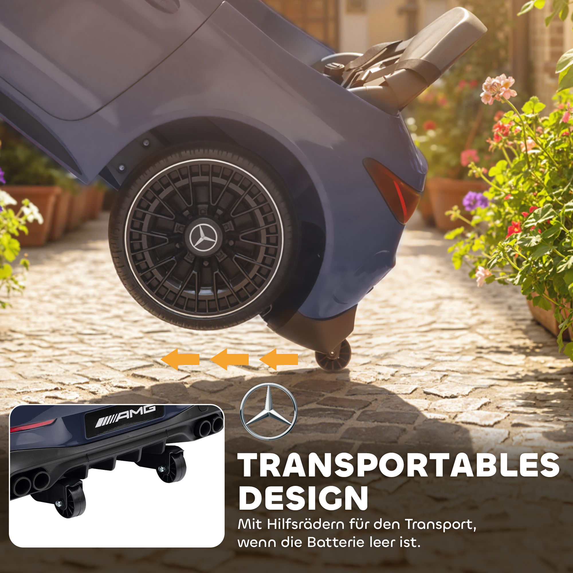 Kinder-Elektroauto, Mercedes-Design, 12V Motoren, Fernbedienung, LED-Lichter, Musik, für 3-6 Jahren Kinder, Grau