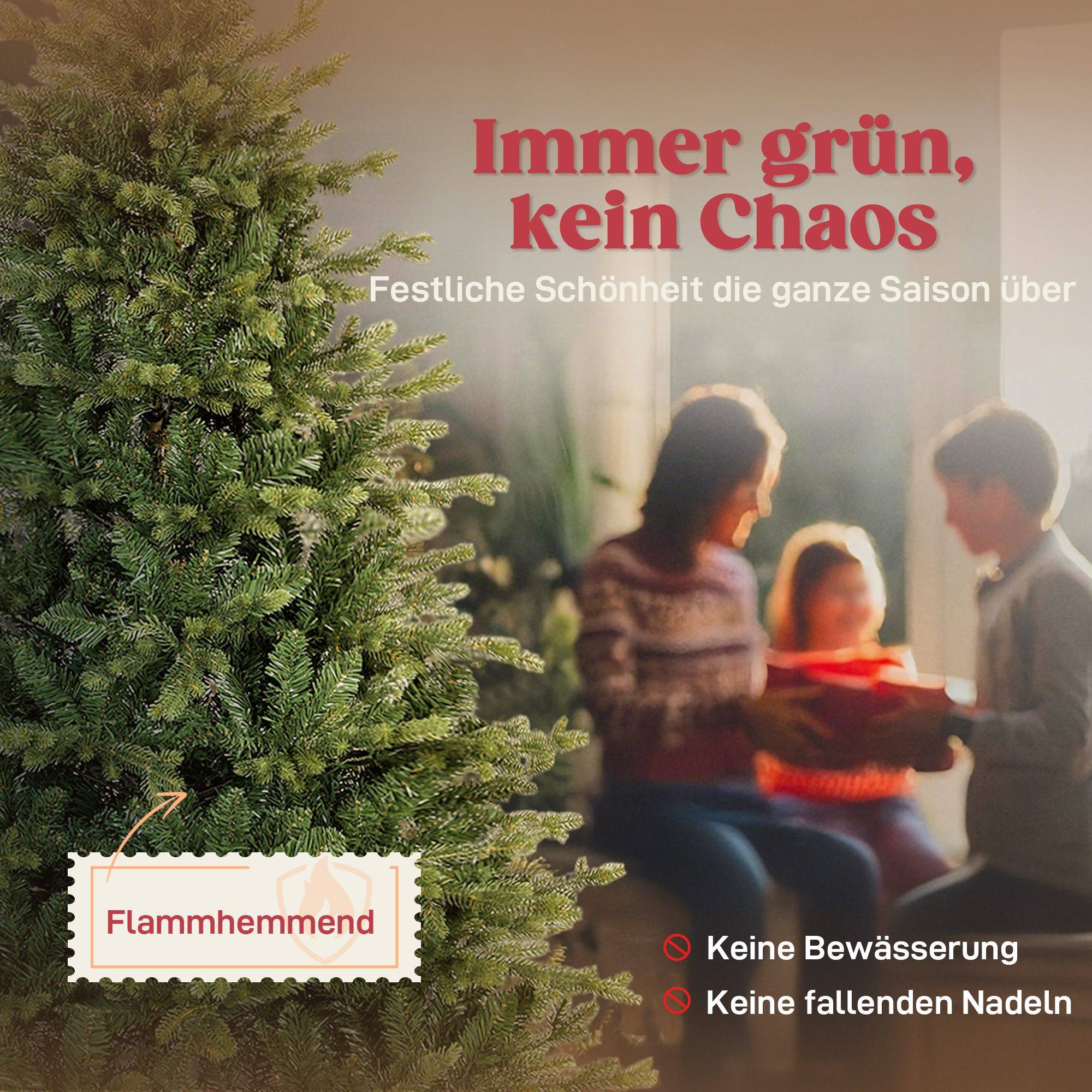 Künstlicher Weihnachtsbaum mit realistischen Zweigen, Kunst-Tannenbaum, Metallständer, leichte Montage, Grün