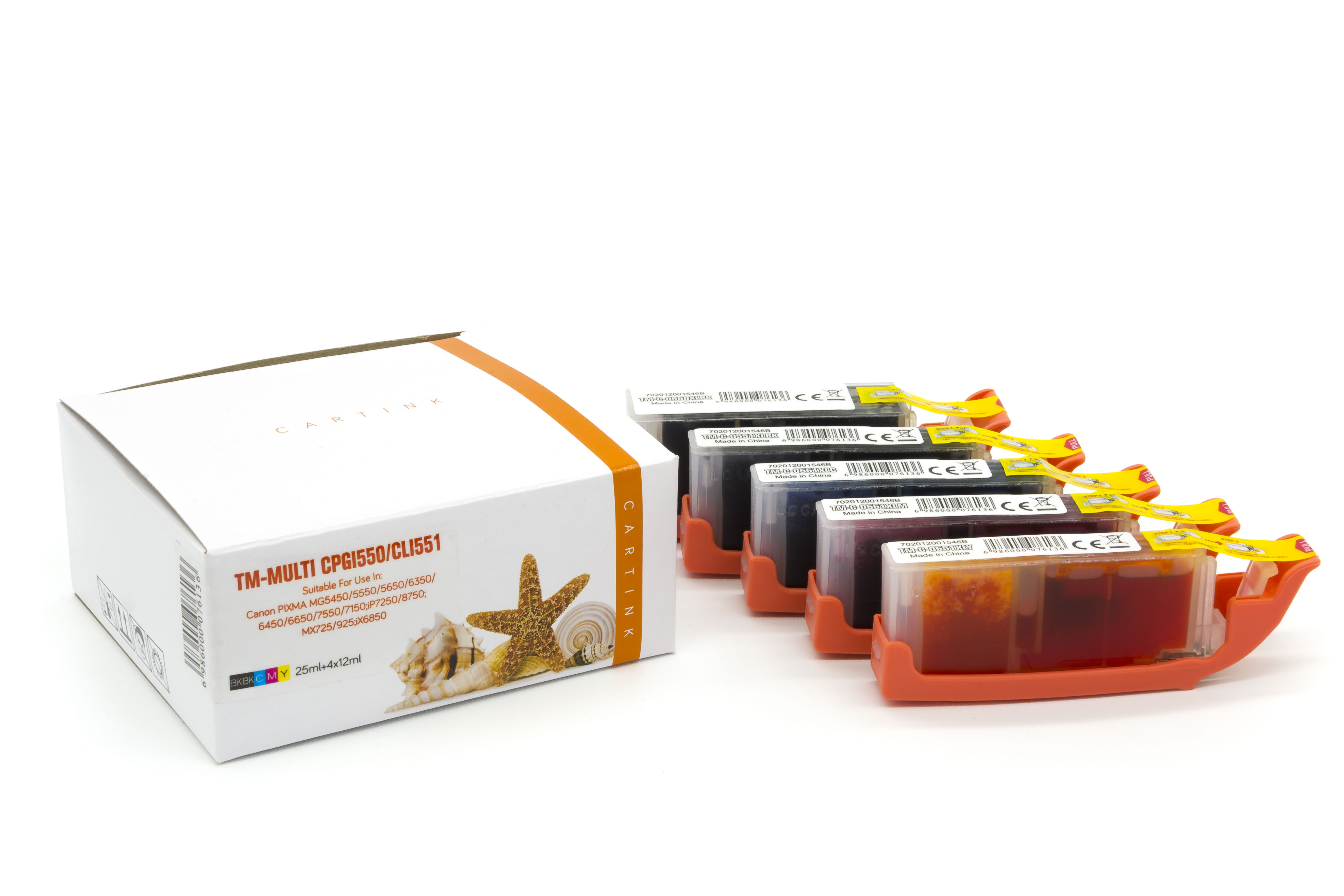 Multipack PGI550/CLI551 alternativ Tinte für Canon / 6431B001 / PGI55025ml / CLI551BK,C,M,Y12ml Multipack PGI550/CLI551 alternativ Tinte für Canon / 6431B001 / PGI55025ml / CLI551BK,C,M,Y12ml