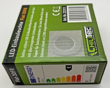 LED-Einbauleuchte "Flat-30 FR-R" 3000K, Ø85x30mm, 5W, 460lm, IP44, rund, weiß